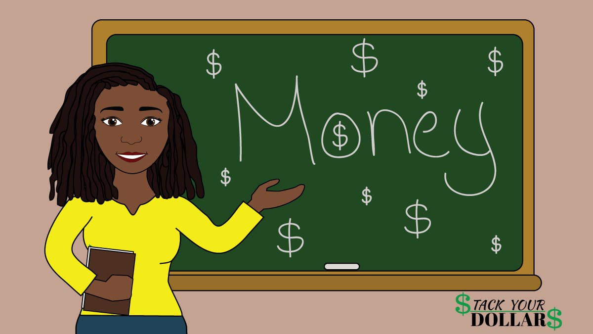 Money written on a chalkboard and money S symbol